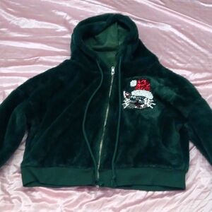 Festive Fleece Set with Santa Cat Design